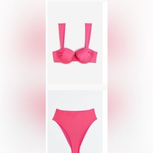 H&M Pink padded Bikini top with underwire and Brazilian bikini bottoms set